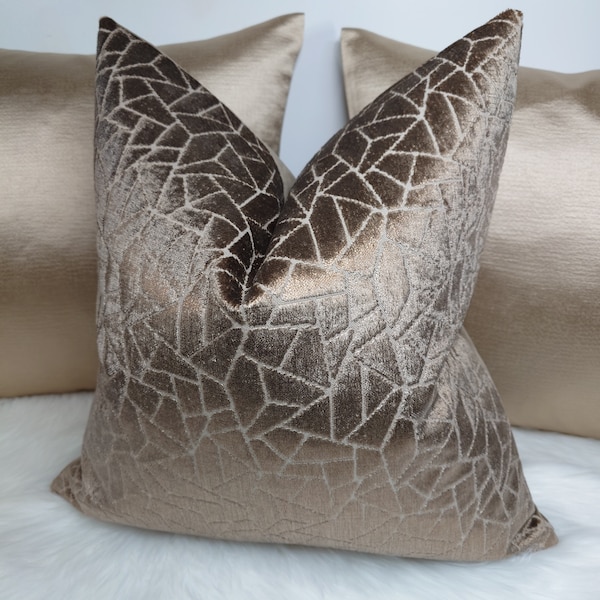 Liana Bronze / Metallic Brown Luxury Cushion Cover Designer Pillow Sham for Sofa, Bed, and Chair New Home Luxury decor Pillow Throw