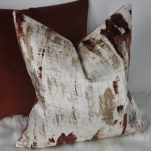 Handmade Antique  and rust Abstract Cushion Cover - Designer Pillow Sham for Sofa, Bed, and Chair - New Home Luxury Decor Wish Lagoon