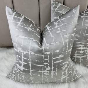 Luxury Cushion Cover Silver Modern Home Decor Lustrous Cushion Cover for Chair Sofa and Bed Pillow Cover Designer Handmade.