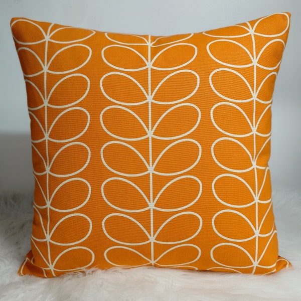 Retro Style Orla Kiely Linear Multi Stem in tangerine Retro Scandinavian Fabric Pillow/Cushion Cover
