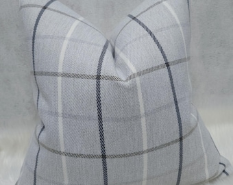 Funda de cojín de cuadros tradicional gris claro - Colección Highland Estilo clásico tradicional atemporal Estilo moderno y acogedor para sofá cama