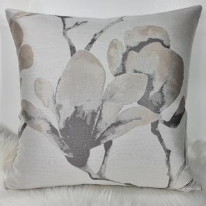 Designer Harlequin Lotus fabric Floral Print Pillow Cover Moonstone Dove / Silver Cushion Cover