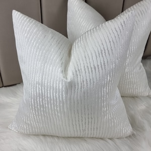 Gorgeous Ivory White Cushion Cover Modern Home Decor Striped Ridge Cushion Cover Chair Sofa and Bed Pillow Cover Designer Handmade.