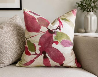 Luxury Designer Azzuro / Alexa Floral Orchid Cushion Cover Green / pink John Lewis & Partners Fabric (ONLY COVER) John lewis Alexa Fabric