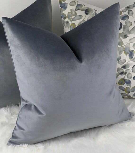 Knitted Velvet Thistle Cushion Cover Slate Grey Colourway, Soft