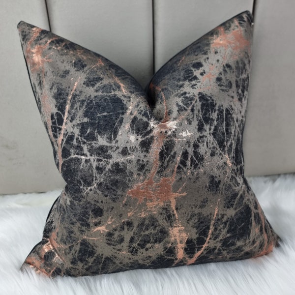 Luxury Lava Bronze Black Copper Cushion Cover Marble design  For New Home Luxury Designer Handmade Pillow / Cushion Cover (ONLY COVER)