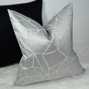 Atlas Luxury Silver Cushion Cover Modern Home Decor Geometric Cushion Cover for Chair Sofa and Bed pillow cover Designer Handmade.