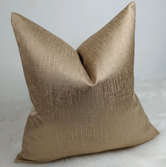 Luxury Metallic Sienna Gold Cushion cover Fabric, Elegant home decor throw Pillow Cover  Accent Pillow