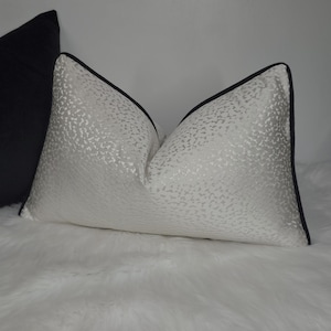 Ivory Textured Black Piped Cushion Cover, Astar Ivory Black Piped John Lewis Rectangle Cushion Cover