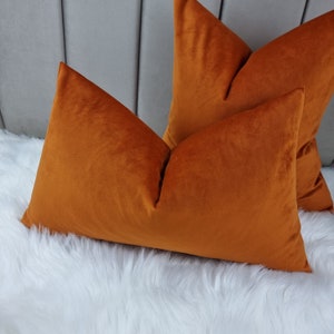 12"x20" Designers Guild Velluto Velvet Saffron Orange Cushion Cover Rust Modern Sofa bed Pillow cover Rectangle and Square Pillow cover