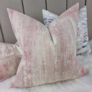 Harlequin &quot; Papier&quot; Fabric Cushion Cover Blush Pink Taupe & off White Abstract
