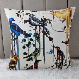 Christian Lacroix Bird Sinfonia, Velvet Reverse Cushion Cover. TROPICAL BIRDS
