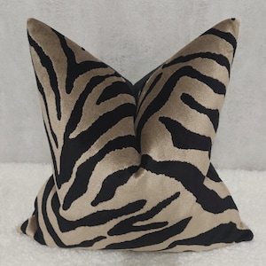 Animal Tiger Print Pillow Cover Black Gold / Beige Tiger Print Cushion Cover Only Luxury Statement piece