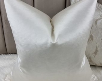 Housse de coussin de luxe ivoire duchesse, tissu satiné audacieux, taie d'oreiller pour canapé-lit moderne côtelé texturé unie Housse de coussin décorative