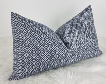 Indian Blue Geometric Textured Diamond Weave  Cushion Cover Handmade Textured Pillow case