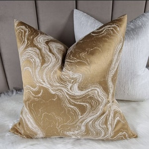 Marble Effect Gold and White Cushion Cover, Sofa bed Pillow Cover Neutral Decor.