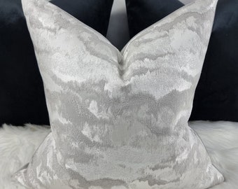 Nimbus Cloud Luxury Cushion Cover in Silver Grey Abstract - Chic Bedroom Decorative Pillow -New Home Sofa & bed Metallic Throw Pillow
