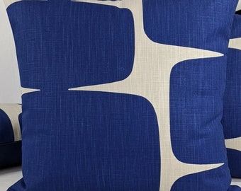 Housse de coussin Scion Lohko Oreiller / Housse de coussin Taie d'oreiller Jasmin bleu indigo. Jeté de coussin en COTON de style scandinave rétro.