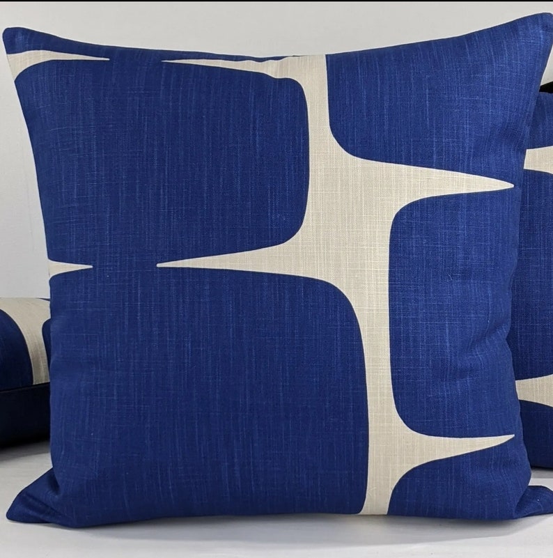 Cushion cover Scion Lohko Pillow / Cushion Cover Pillow case Jasmine Indigo Blue. COTTON retro Scandinavian Style pillow Throw. image 1