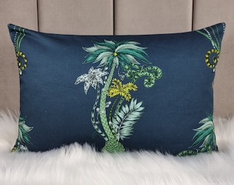 12"x18" Clarke & Clarke Jungle Palms Cushion Cover, Emma J Shipley Reverse Velvet tropical rectangle decorative cushion