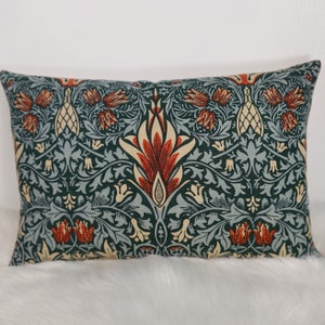 12&quot;x18&quot; William Morris -  Snakeshead  - Thistle Russet Linen Cushion Cover Lumbar Throw Pillow Designer Home Decor