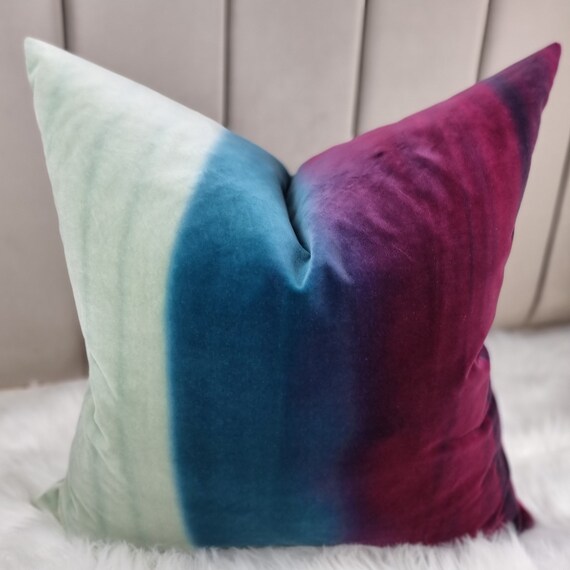 18x18 45x45cm Harlequin Amazilia Velvet in LAGOON RASPBERRY LOGANBERRY Square Ombre Pillow Cover Cushion Cover Double Sided Etsy