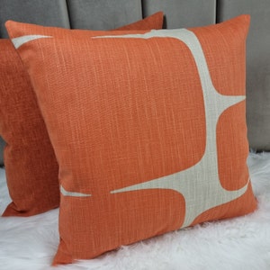 Scion Lohko Paprika/Pebble Retro Scandinavian Fabric Pillow/Cushion Cover Paprika Orange