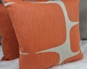 Scion Lohko Paprika/Pebble Retro Scandinavian Fabric Pillow/Cushion Cover Paprika Orange