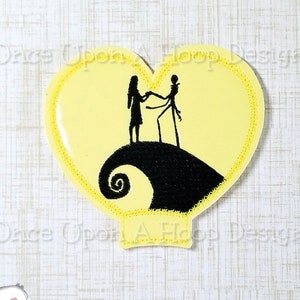 NBC Jack & Sally Heart Mouse Ear Add-on ITH Digital Machine Embroidery Design - INSTANT Download