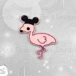 Flamingo with Mouse Ears Feltie ITH Digital Machine Embroidery Design - INSTANT DOWNLOAD