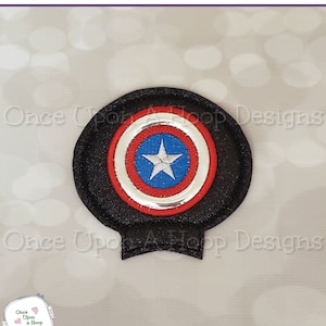 American Captain Shield Superhero MEar Add-on ITH Digital Machine Embroidery Design - INSTANT DOWNLOAD
