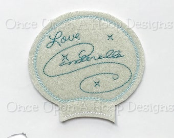 Cindy Shoe Princess Autograph MEar Add-on ITH Digital Machine Embroidery Design - INSTANT DOWNLOAD