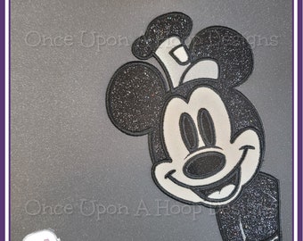 B&W Mouse Boat Corner Applique - 3 Sizes 4x6, 5x7, 6x9 Digital Machine Embroidery Design - INSTANT DOWNLOAD