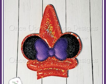 Ms Mouse Witch Hat Add-on Center ITH Digital Machine Embroidery Design - INSTANT DOWNLOAD