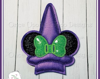 Ms Mouse Witch Hat w/Holes Add-on Center ITH Digital Machine Embroidery Design - INSTANT DOWNLOAD