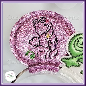 Long Hair Princess Silhouette MEar Add-on ITH Digital Machine Embroidery Design - INSTANT Download