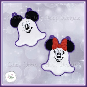 Mr & Ms Mouse Ghost 5x7 BANNER Pieces ITH Digital Machine Embroidery Design - INSTANT Download