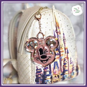 Winking Mr Mouse Purse Charm ITH Digital Machine Embroidery Design - INSTANT Download