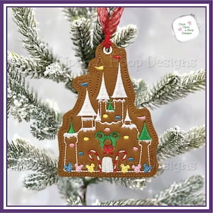 Castle Gingerbread Ornament ITH Digital Machine Embroidery Design - INSTANT Download
