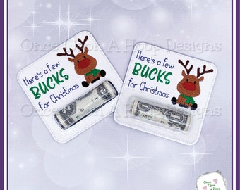 A Few Bucks for Xmas Money Gift Holder ITH Digital Machine Embroidery Design - INSTANT Download