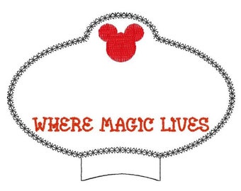 2 vers Mouse & Tink BLANK Cast Member Name Tag Center Add-on ITH Digital Machine Embroidery Design - INSTANT Download