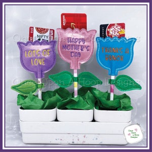 Moederdag Tulpen Cadeaukaarthouder Potlood Toppers ITH Digitale Machine Borduurontwerp - DIRECT downloaden