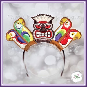 Tiki Room Birds MEars Set (3 Pieces) ITH Digital Machine Embroidery Design - INSTANT Download