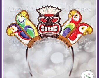 Tiki Room Birds MEars Set (3 Pieces) ITH Digital Machine Embroidery Design - INSTANT Download