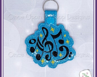 Musical Notes Snap Tab ITH Digital Machine Embroidery Design - INSTANT DOWNLOAD