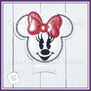 Ms Mouse Snowman MEar Add-on ITH Digital Machine Embroidery Design - INSTANT DOWNLOAD