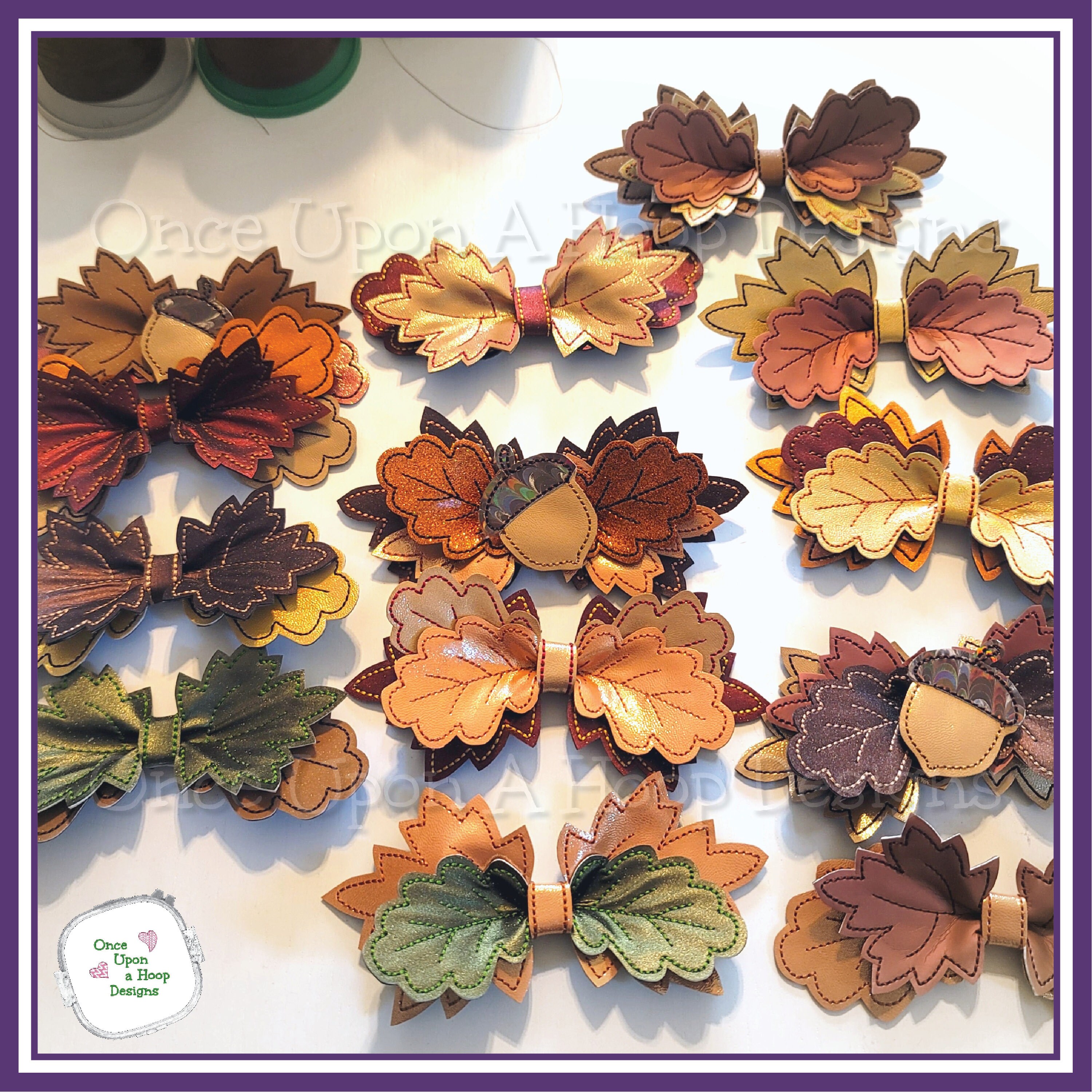 3D Double Fall Leaf Hair Bow Digital Machine Embroidery Design ...