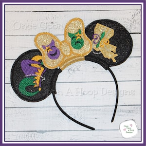 Mardi Gras MEars 3-piece Set ITH Digital Machine Embroidery Design - INSTANT Download