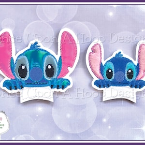 Blue Hawaiian Alien Peeker Center Add-on ITH Digital Machine Embroidery Design - INSTANT DOWNLOAD