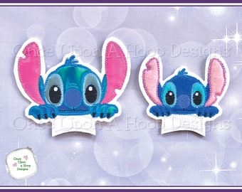 Blue Hawaiian Alien Peeker Center Add-on ITH Digital Machine Embroidery Design - INSTANT DOWNLOAD